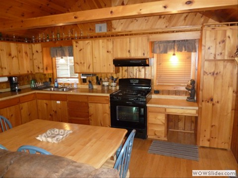 Full kitchen in cabin on lost lake